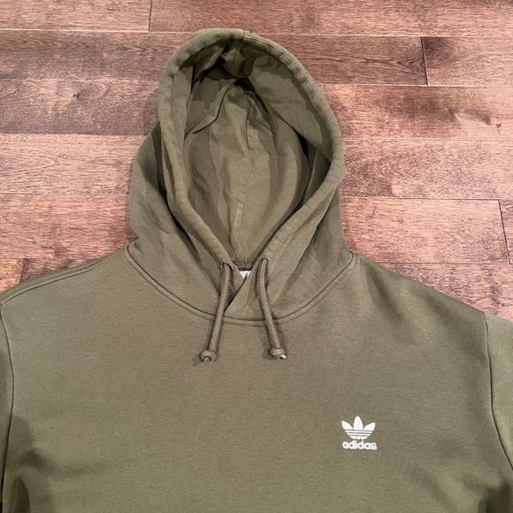 adidas Originals Men's Adicolor Essentials Trefoil Hoodie Olive Green Size L - Picture 2 of 6